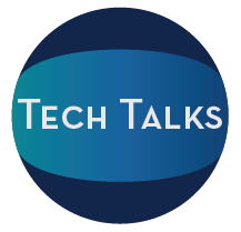 The blue Tech Talk logos