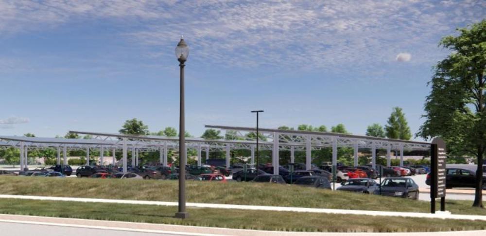 Parking lot with solar cells
