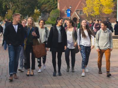Wheaton College Students Walking Outside Edman Chapel
