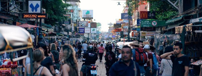 City Street with Crowds