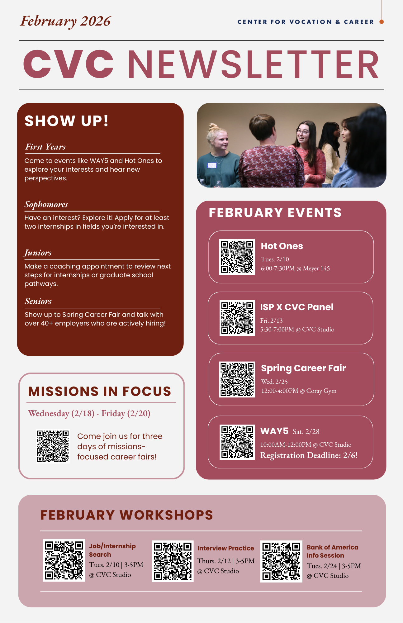 A list of upcoming events for February