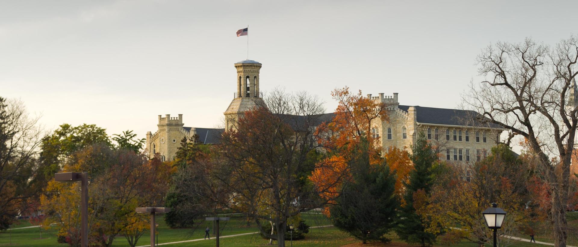 Blanchard Hall Exterior in Fall Wheaton College IL