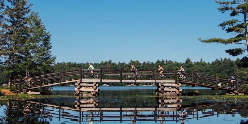 HoneyRock Bridge with People Biking