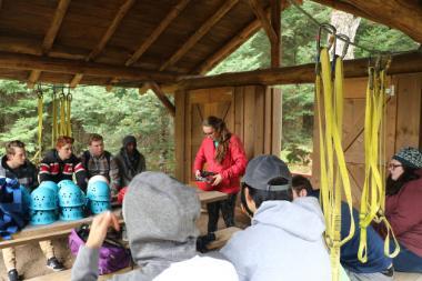 Maggie prepping Vanguard students for challenge course