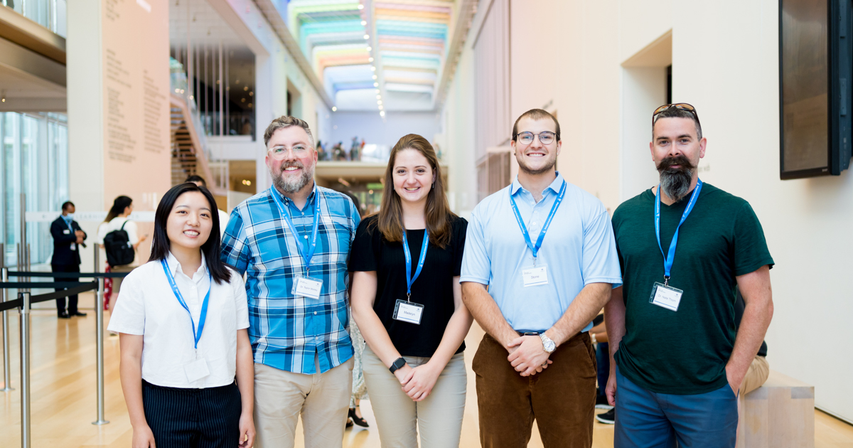 Wheaton College IL Taylor Worley and Nate Thom with undergraduate student research assistants at the Art Institute of Chicago