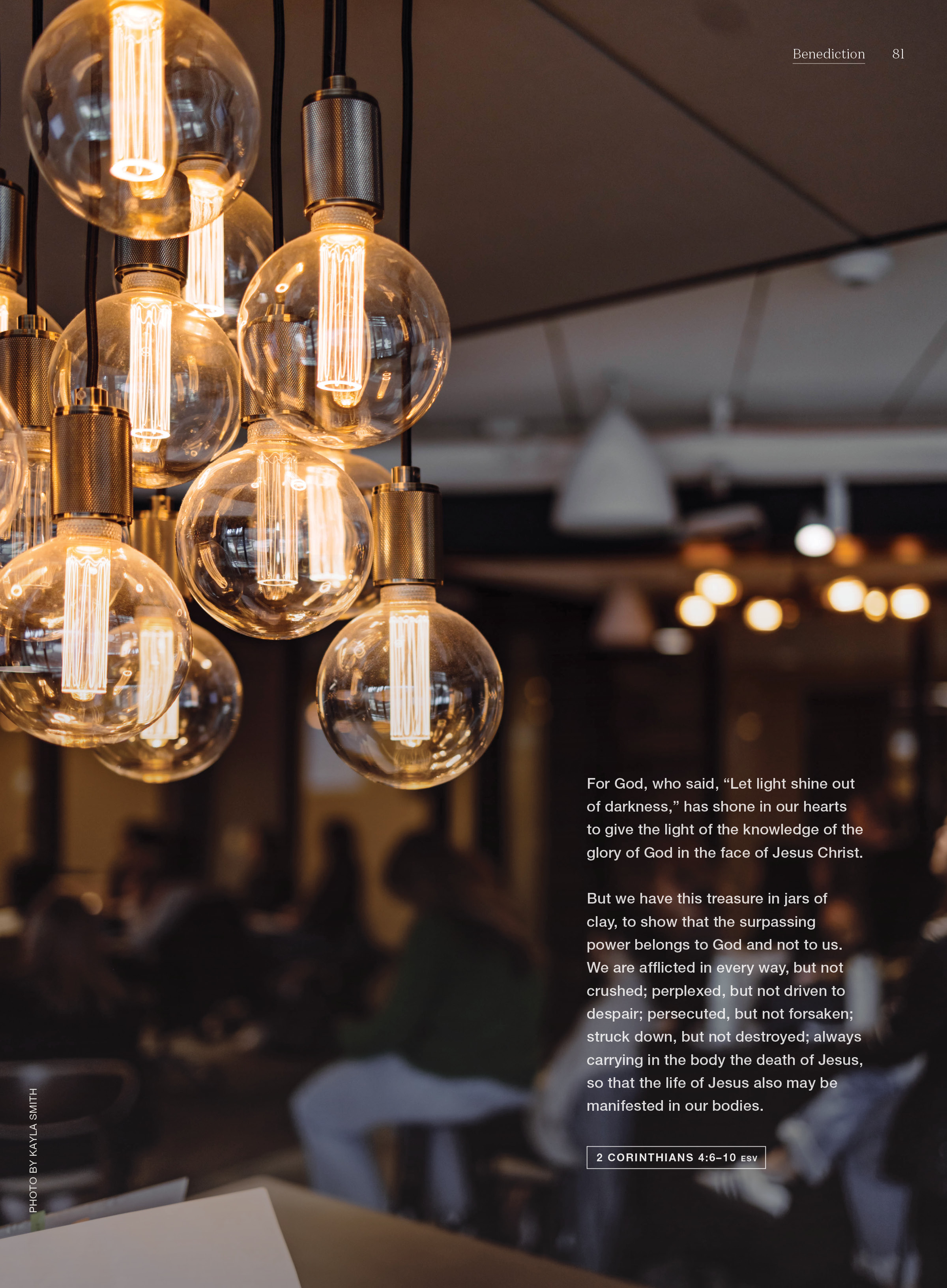 Benediction for Summer 2025 featuring Scripture from 2 Corinthians against a lightbulb backdrop