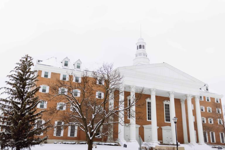 Wheaton College IL Billy Graham Hall in winter