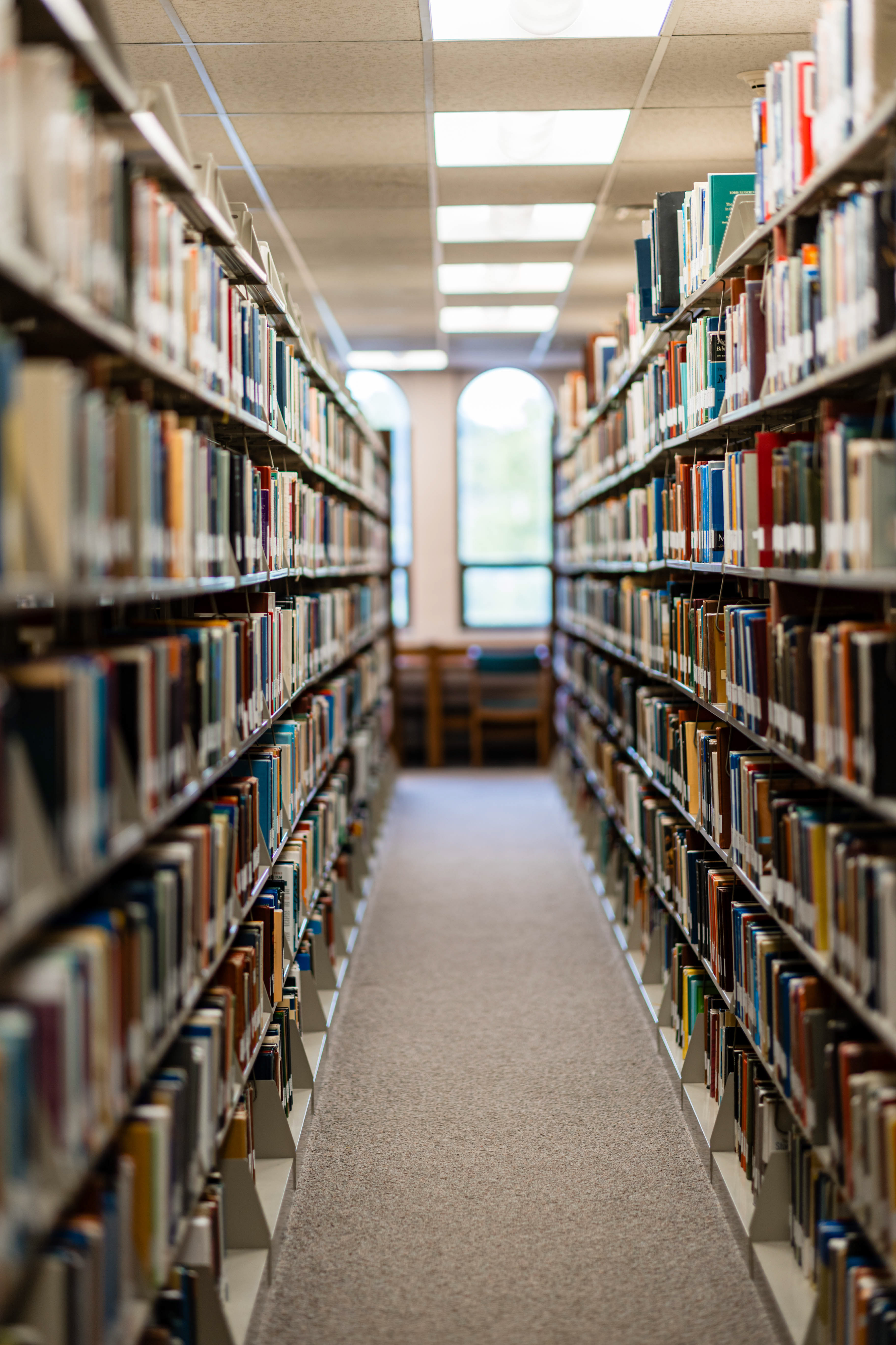 Bookshelves in the Wheaton College Library
