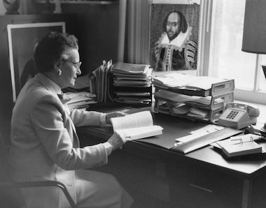 Beatrice Batson at her desk
