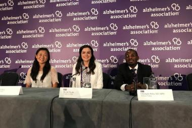 Students and professor present at the Alzheimer's Association International Conference