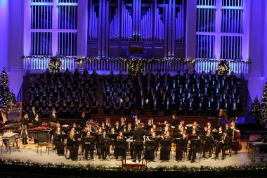 Wheaton College choirs, orchestra, and band perform a concert in Edman Chapel