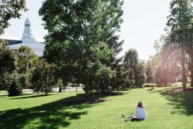 Student on Blanchard Lawn 380x253