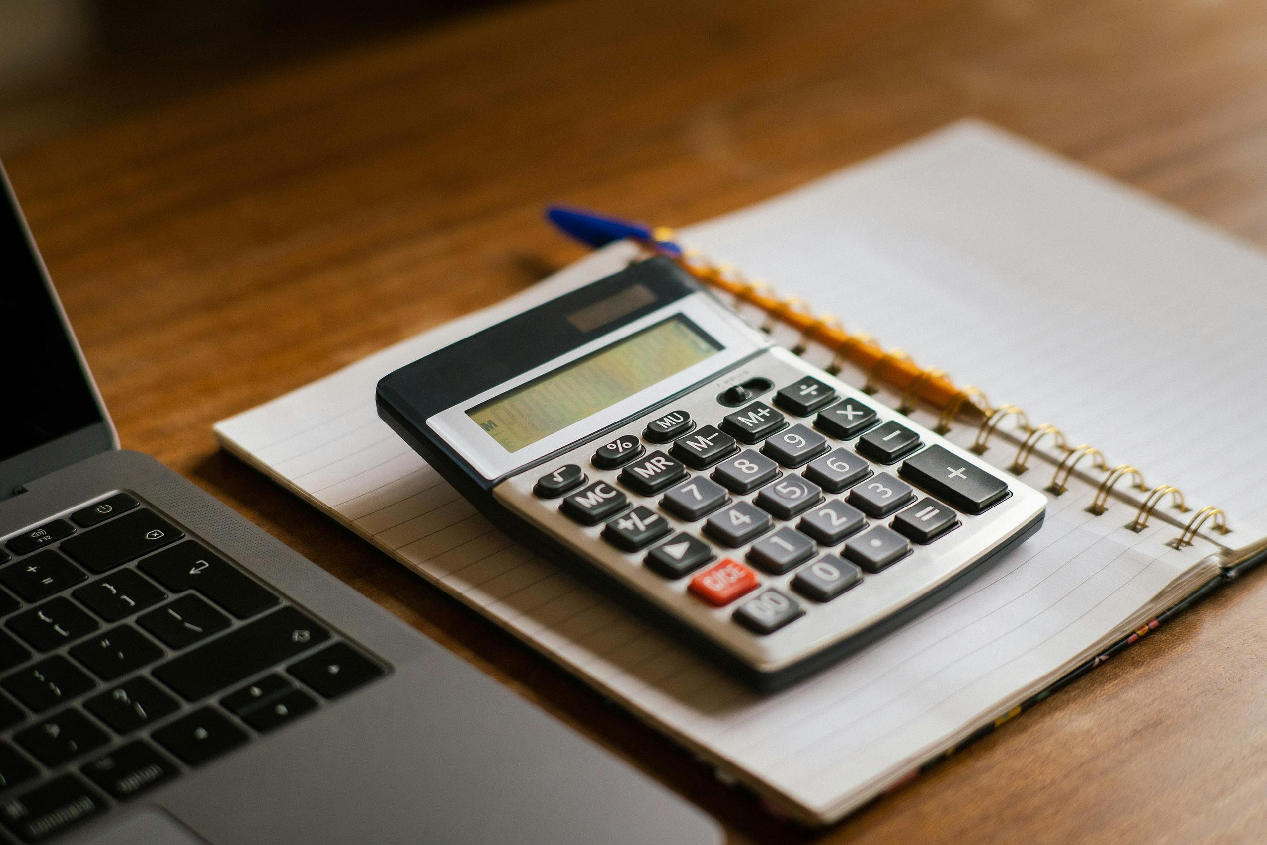 Laptop and Calculator