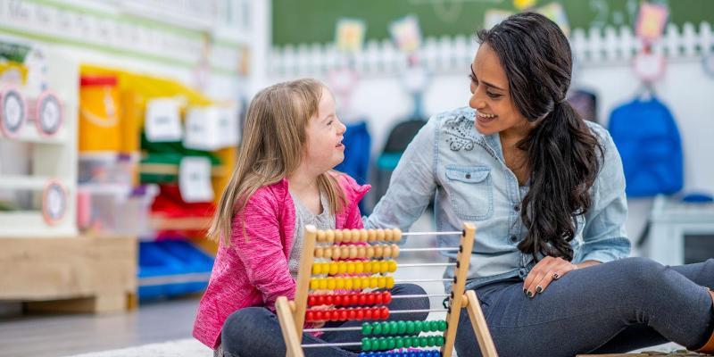 Teacher and Student in Special Ed Classroom